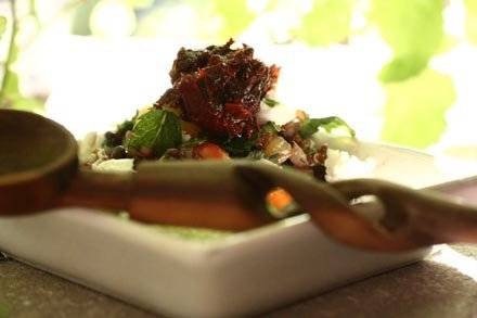red rice salad in sun